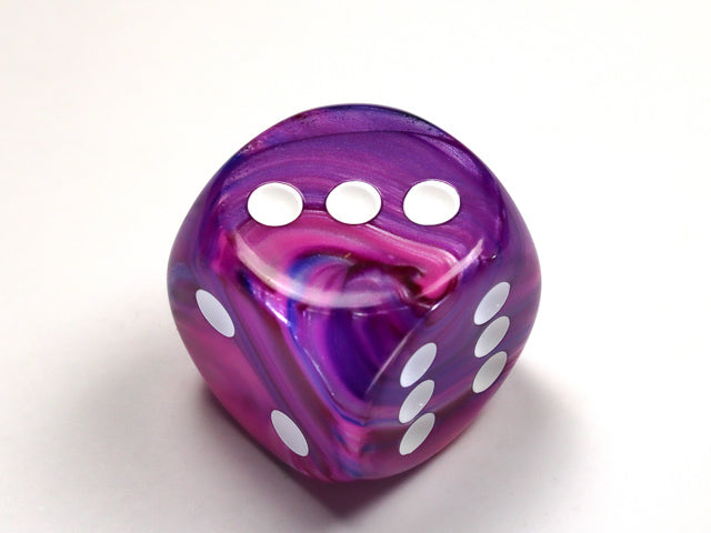 Festive Violet/white 30mm d6 dice w/pips (Single D6)