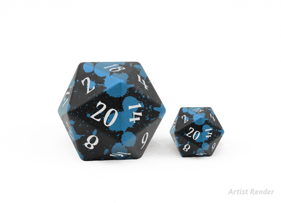 Level Up Dice: 35mm Knightwing Metal Mania Font Aluminium
