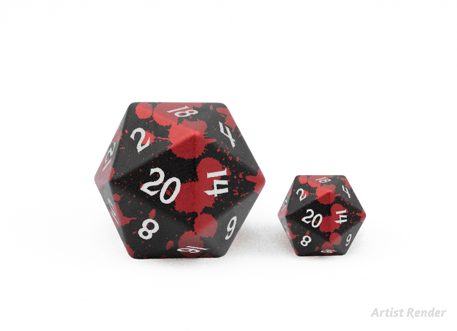 Level Up Dice: 35mm Siith Metal Mania Font Aluminium