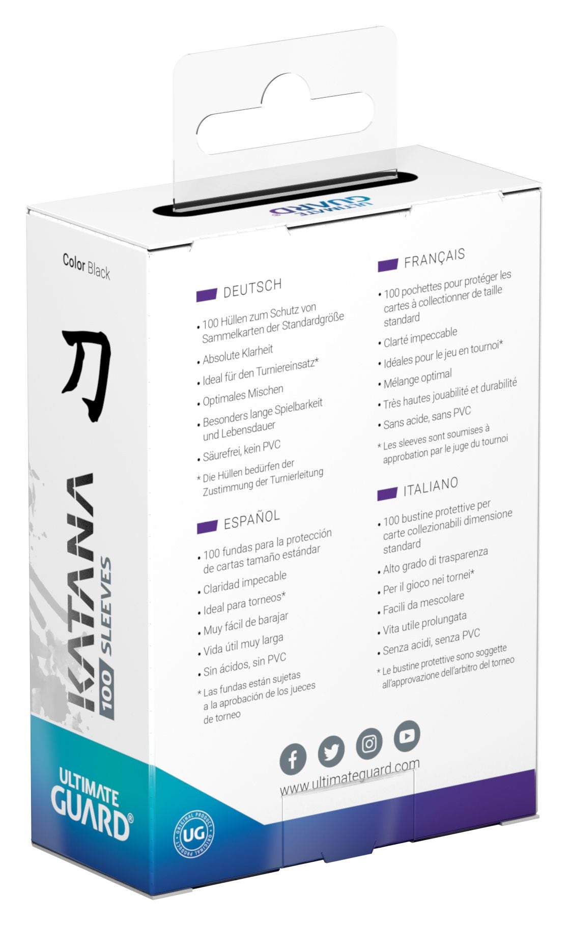 Ultimate Guard Katana Sleeves - Black - Standard Size (100)