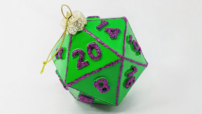 D20 Critmas Ornament: Green w/Purple