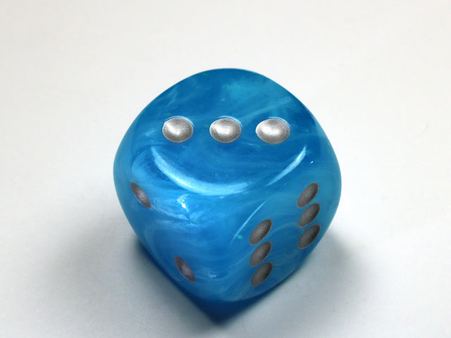 Luminary Sky/silver 30mm d6 dice w/pips (Single D6)