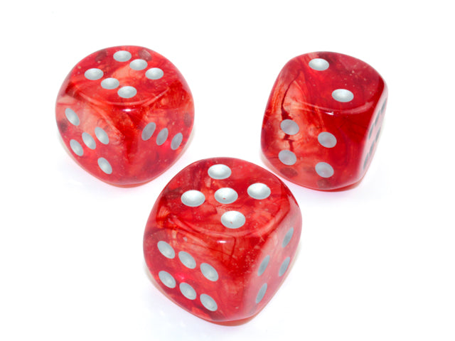 Nebula Red/silver Luminary 30mm d6 dice w/pips (Single D6)