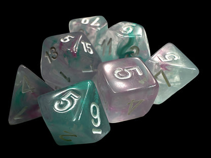 Nebula Wisteria/white Mini-Polyhedral 7-Die Set
