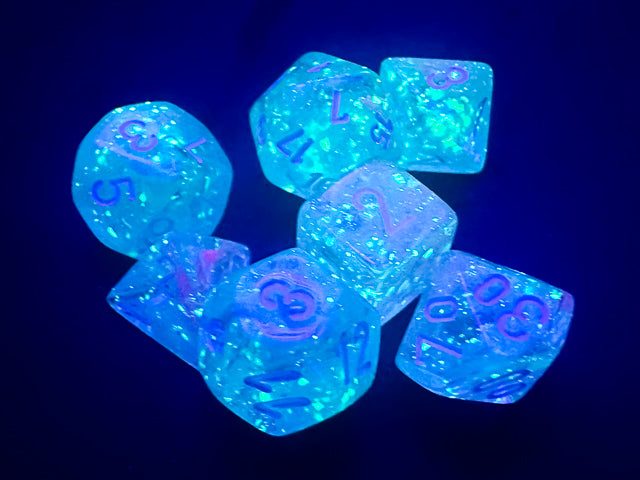 Nebula Wisteria/white Mini-Polyhedral 7-Die Set
