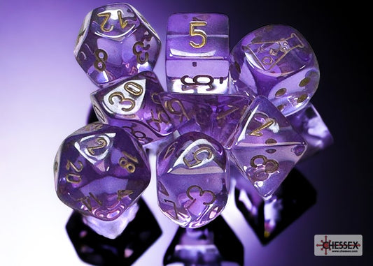 CHX30059: Translucent Lavender/gold Polyhedral 7-Die Set