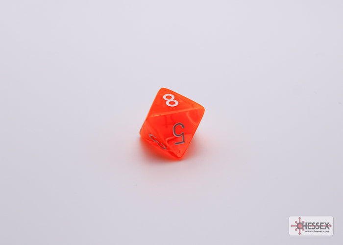 CHX30060: Translucent Neon Orange/white Polyhedral 7-Die Set