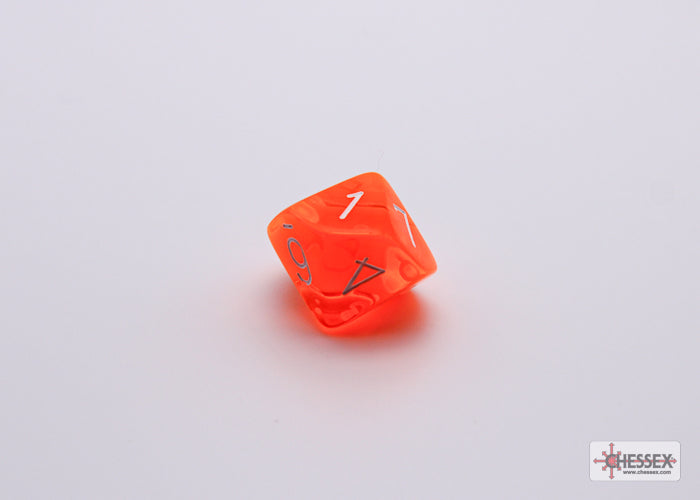CHX30060: Translucent Neon Orange/white Polyhedral 7-Die Set