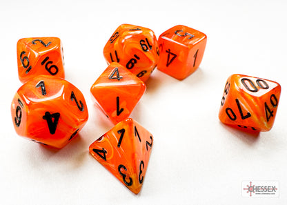 CHX20433: Vortex Orange/black Mini-Polyhedral 7-Die Set
