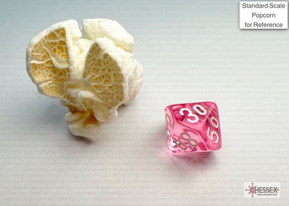 CHX20384: Translucent Pink/white Mini-Polyhedral 7-Die Set