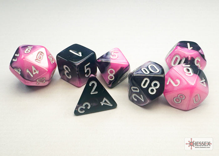 CHX20630: Gemini Black-Pink/white Mini-Polyhedral 7-Die Set