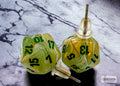 Stud Earrings Pair of Marble Green Mini D20s