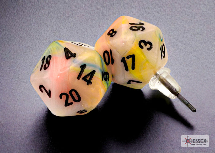 Stud Earrings Pair of Festive Circus Mini D20s