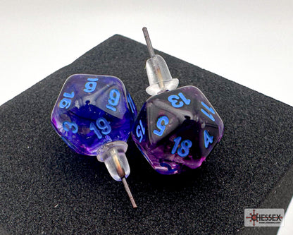 Stud Earrings Pair of Nebula Nocturnal Mini D20s