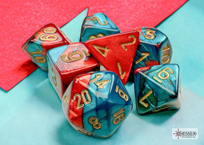 Gemini Mini-hedral Red-Teal/gold 7-Die Set