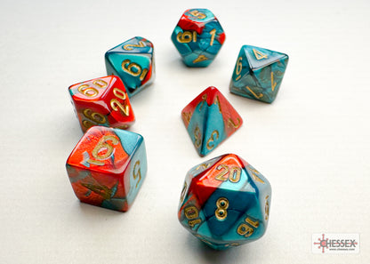 Gemini Mini-hedral Red-Teal/gold 7-Die Set