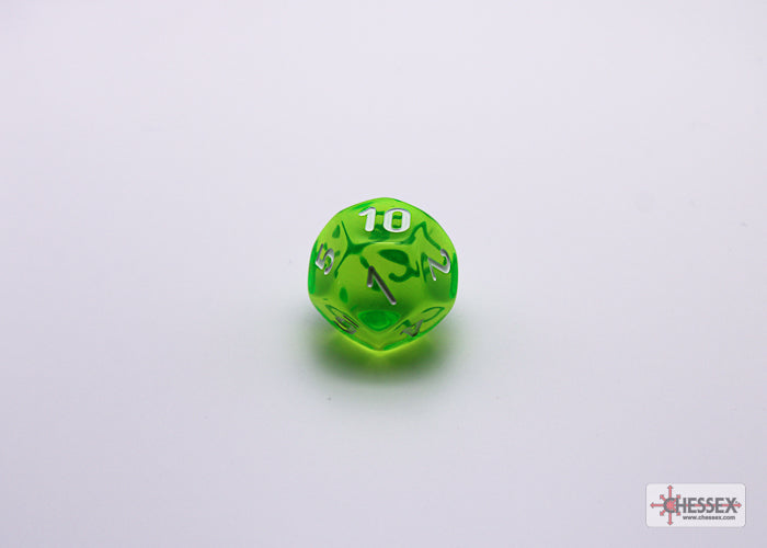 CHX30062: Translucent Rad Green/white Polyhedral 7-Die Set