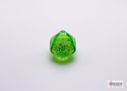 CHX30062: Translucent Rad Green/white Polyhedral 7-Die Set
