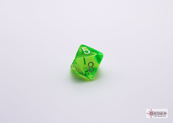 CHX30062: Translucent Rad Green/white Polyhedral 7-Die Set