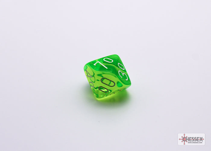 CHX30062: Translucent Rad Green/white Polyhedral 7-Die Set