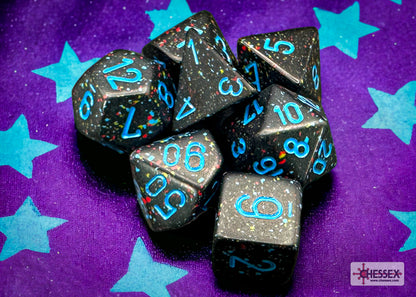 Speckled Blue Stars Polyhedral 7-Dice Set