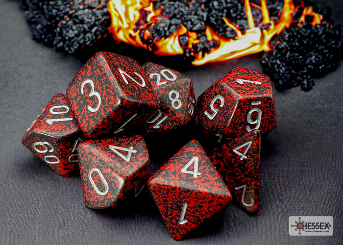 Speckled Silver Volcano Polyhedral 7-Dice Set