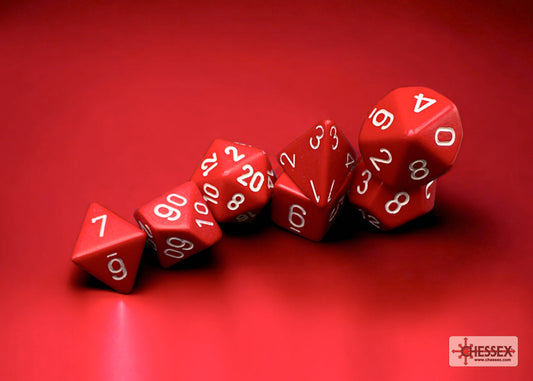 Opaque Red/white Polyhedral 7-Dice Set