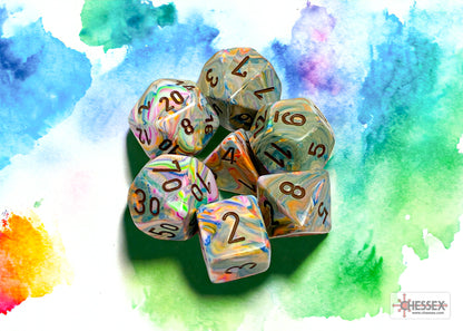 Festive Vibrant/brown Polyhedral 7-Die Set