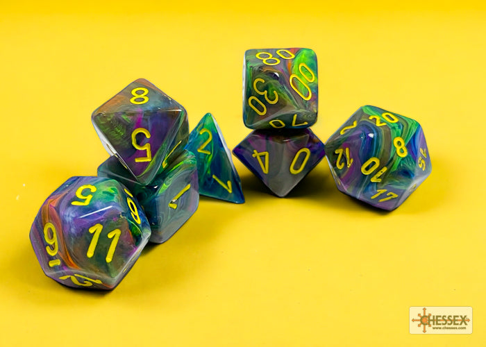 Menagerie Rio/Yellow Festive Polyhedral 7-Die Set