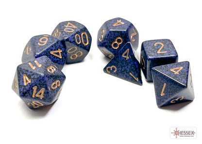 Speckled Golden Cobalt Polyhedral 7-Dice Set