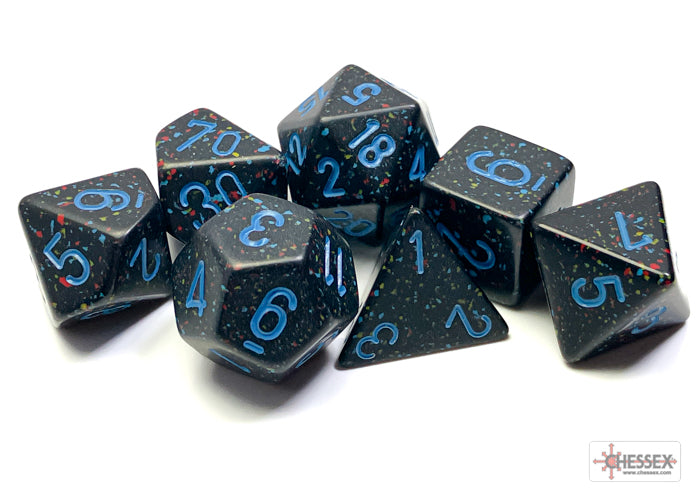 Speckled Blue Stars Polyhedral 7-Dice Set