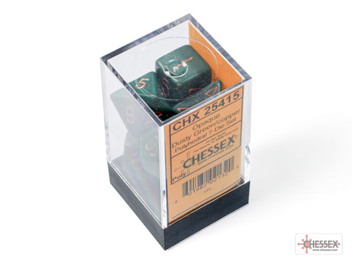 Opaque Dusty Green/copper Polyhedral 7-Dice Set
