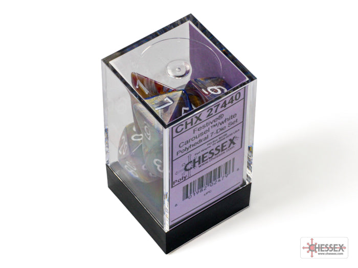 Festive Carousel/white Polyhedral 7-Die Set