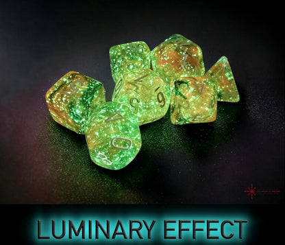 Nebula Spring/white Luminary Polyhedral 7-Dice Set