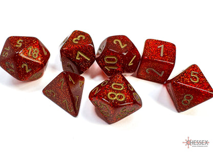CHX27504: Glitter Ruby/gold Polyhedral 7-Die Set