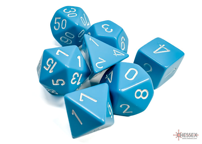 Opaque Light Blue/white Polyhedral 7-Dice Set
