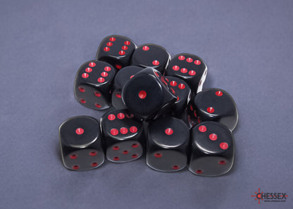 Opaque Black/red 16mm d6 Dice Block (12 dice)