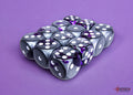 Gemini Purple-Steel/white 16mm d6 Dice Block (12 dice)
