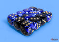 Gemini Black-Blue/gold 16mm d6 Dice Block (12 dice)