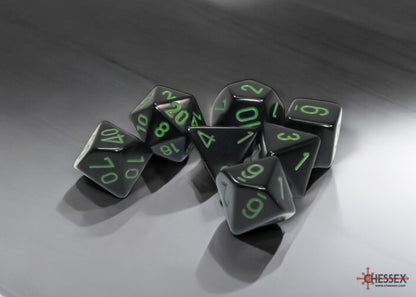 Opaque Black/green Polyhedral 7-Dice Set