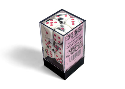 Gemini Black-White/pink 16mm d6 Dice Block (12 dice)
