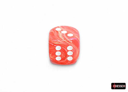 Festive Dahlia/white Luminary 30mm d6 dice w/pips (Single D6)