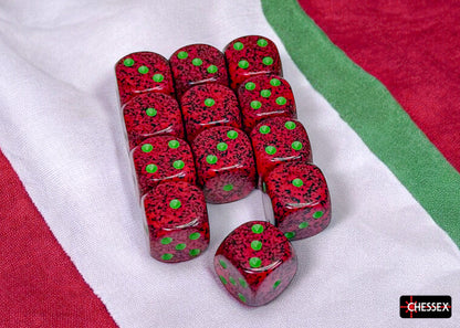 Speckled Strawberry 16mm d6 Dice Block (12 dice)