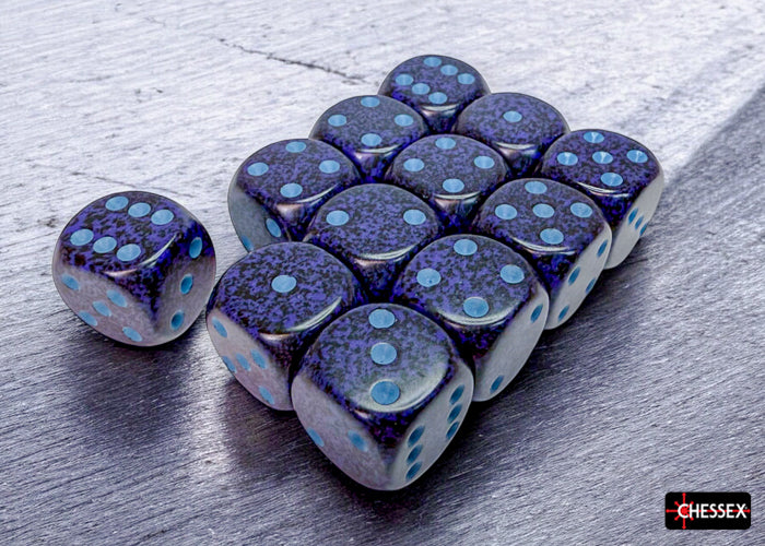 Speckled Cobalt 16mm d6 Dice Block (12 dice)