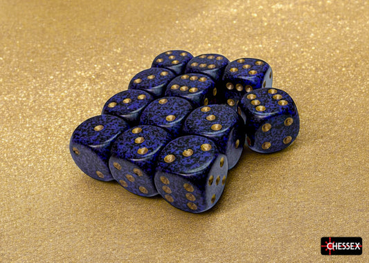 Speckled Golden Cobalt 16mm d6 Dice Block (12 dice)