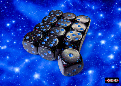 Speckled Blue Stars 16mm d6 Dice Block (12 dice)