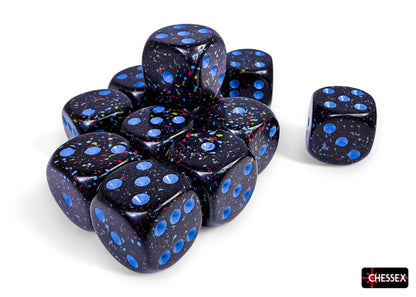 Speckled Blue Stars 16mm d6 Dice Block (12 dice)