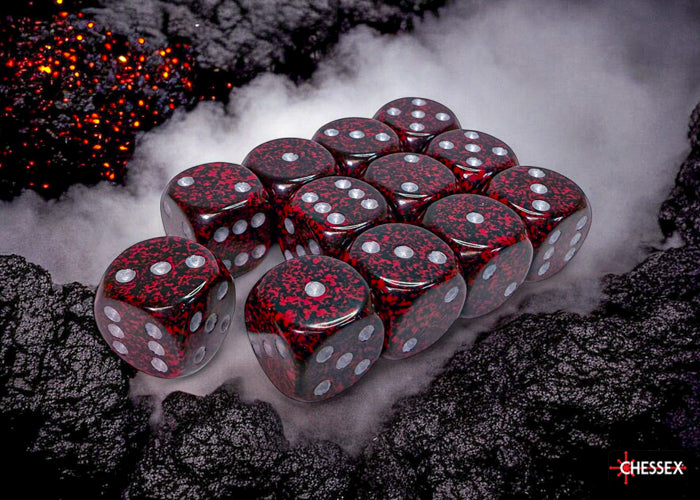 Speckled Silver Volcano 16mm d6 Dice Block (12 dice)