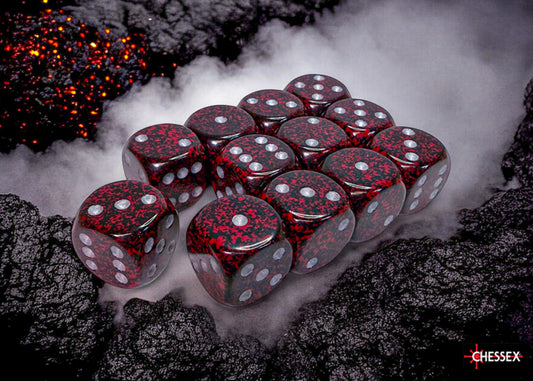 Speckled Silver Volcano 16mm d6 Dice Block (12 dice)