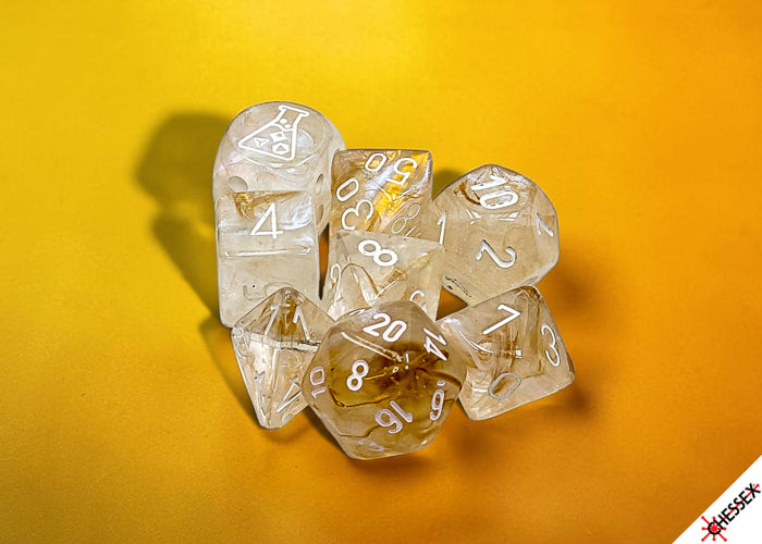 [PREORDER 29 JULY] Borealis Champagne/white Polyhedral Dice Set